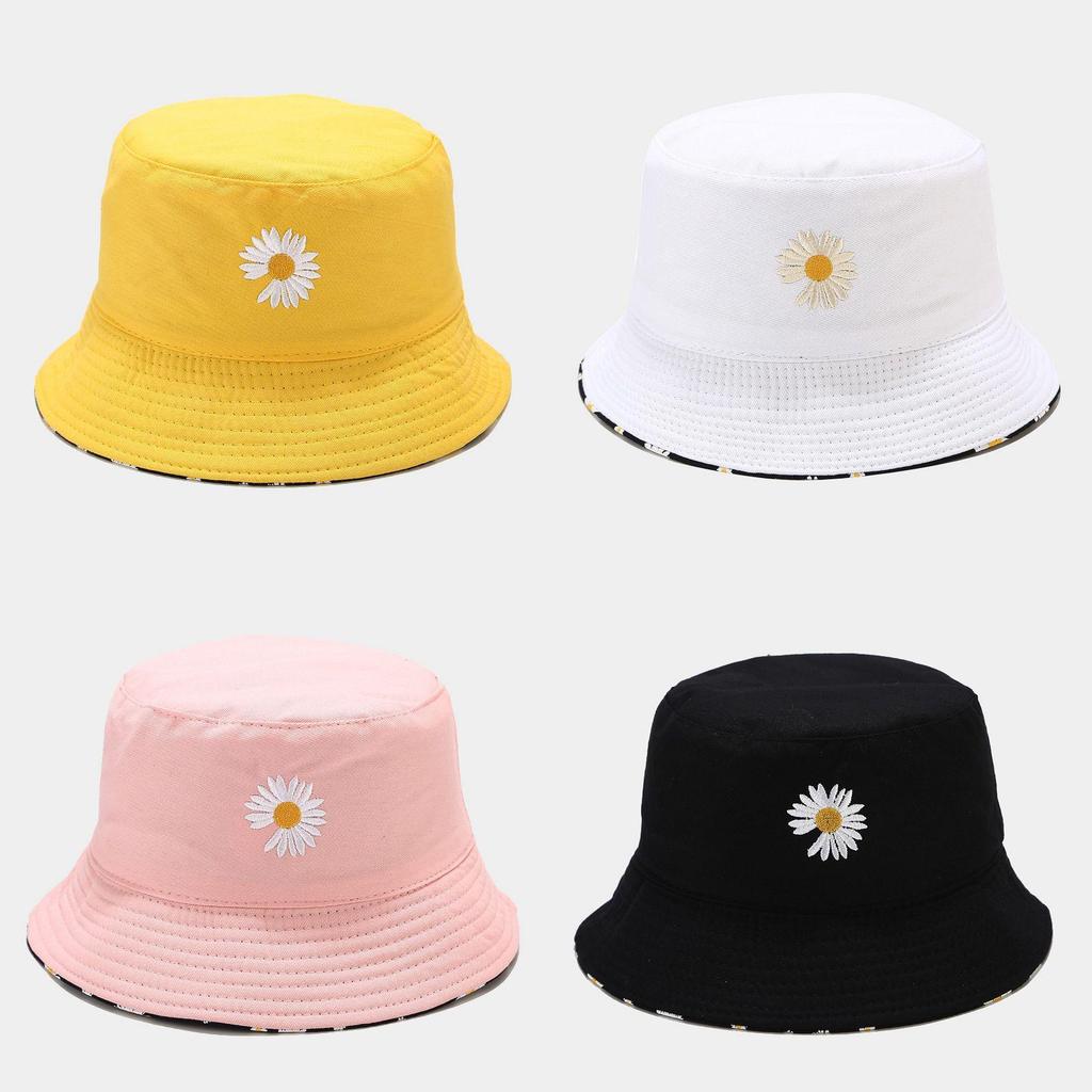Двусторонняя рыбацкая шляпа в корейском стиле с принтом ромашек и короткими полями для весны и осени