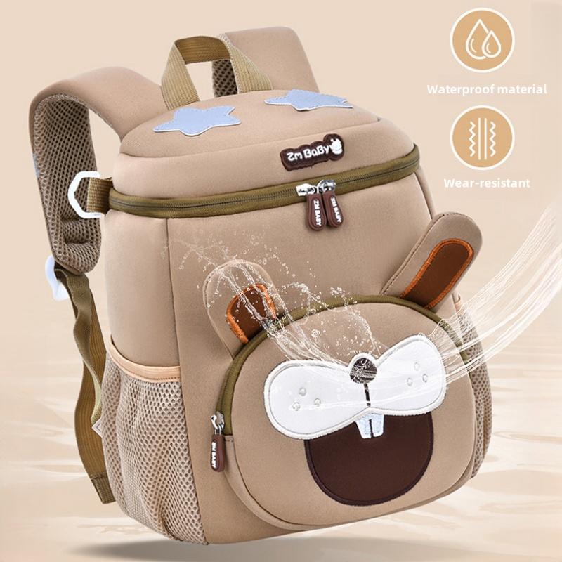 Autumn Winter New Kindergarten Schoolbag Three-dimensional Cartoon Lion Cat SBR Waterproof Satchel Lightweight Bucket Backpack for Boy 1-6 Years Old
