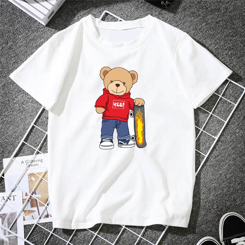 2023 Creative Teddy Robot Print Tshirt Cool Robotic Graphic Streetwear Women Men Casual Oversized Tee Hip Hop Grunge Tee Custom
