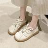 Женская обувь с круглым носком, ретро-лоферы со шнуровкой, осень 2024 г., новые удобные нескользящие туфли на плоской подошве с мягкой подошвой, женские туфли для колледжа