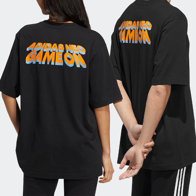 adidas Футболка спортивная с принтом Neo Letter, парная версия, топы унисекс, черная HC9748