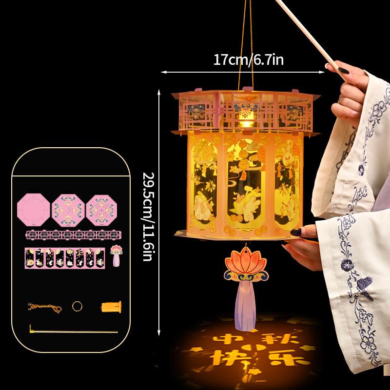 2026 Mid-Autumn Festival Lantern Handheld Paper Lotus Flower DIY Lantern Material Kit Glowing Festival Lantern Lotus Light Decor
