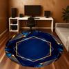 1pc Blue Gold Round Chair mat Area Rug - Non-Slip, Floor Mat for Office, Bedroom, home decor Christmas Gift p0811080