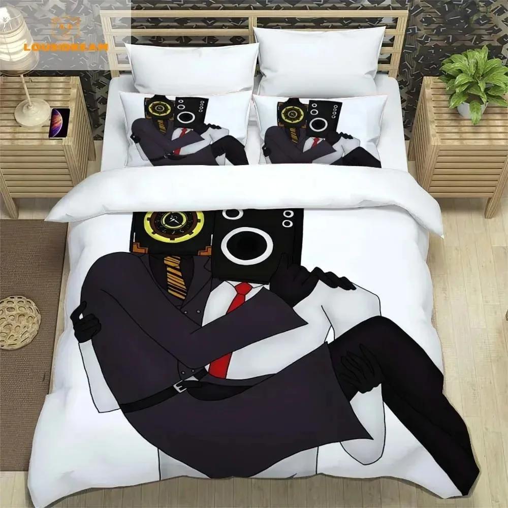 Skibidi Toilet Funny Kprl Speaker Cartoon Duvet Case Pillowcase Bedding Set Twin Full King For Boys Adults Bedroom