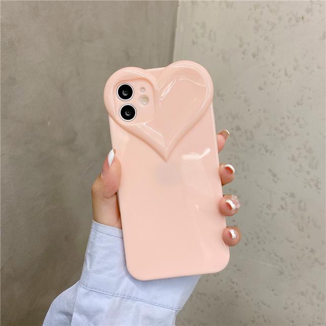 Милый чехол для телефона с 3d сердцем любви для Iphone 14 11 12 13 Pro Max X Xr Xs 7 8 14 Plus ярких цветов, однотонный, мягкий силиконовый чехол из ТПУ