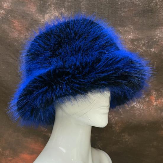 Yousheng Women Basin Hat Faux Fur Rich Colors Soft Thickened Fluffy Keep Warm Decorative Creative Design Bucket Hat Clothes Accessory