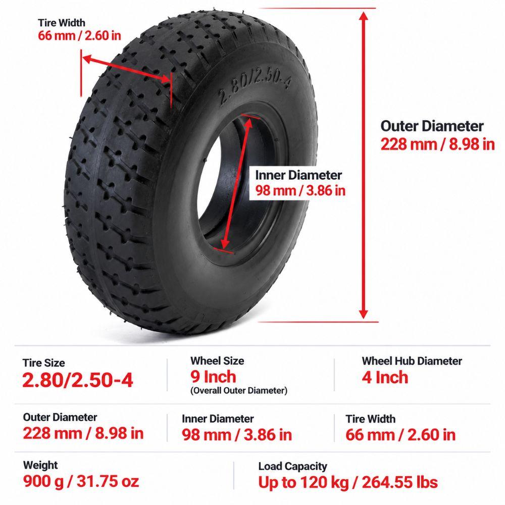 2.80/2.50-4 Solid Tire Polyurethane Rubber Mobility Scooter Tire  Multi Functional Push Carts