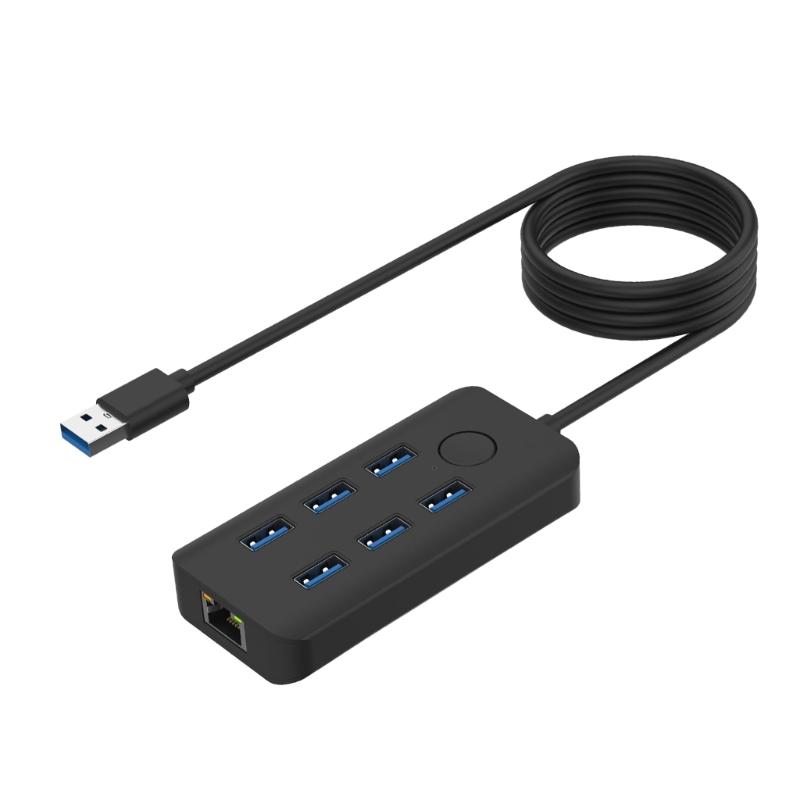 Compactly USB3.0 Dock USB Splitter With Lock Button Support 7 Devices Simultaneous Connection 5Gbps