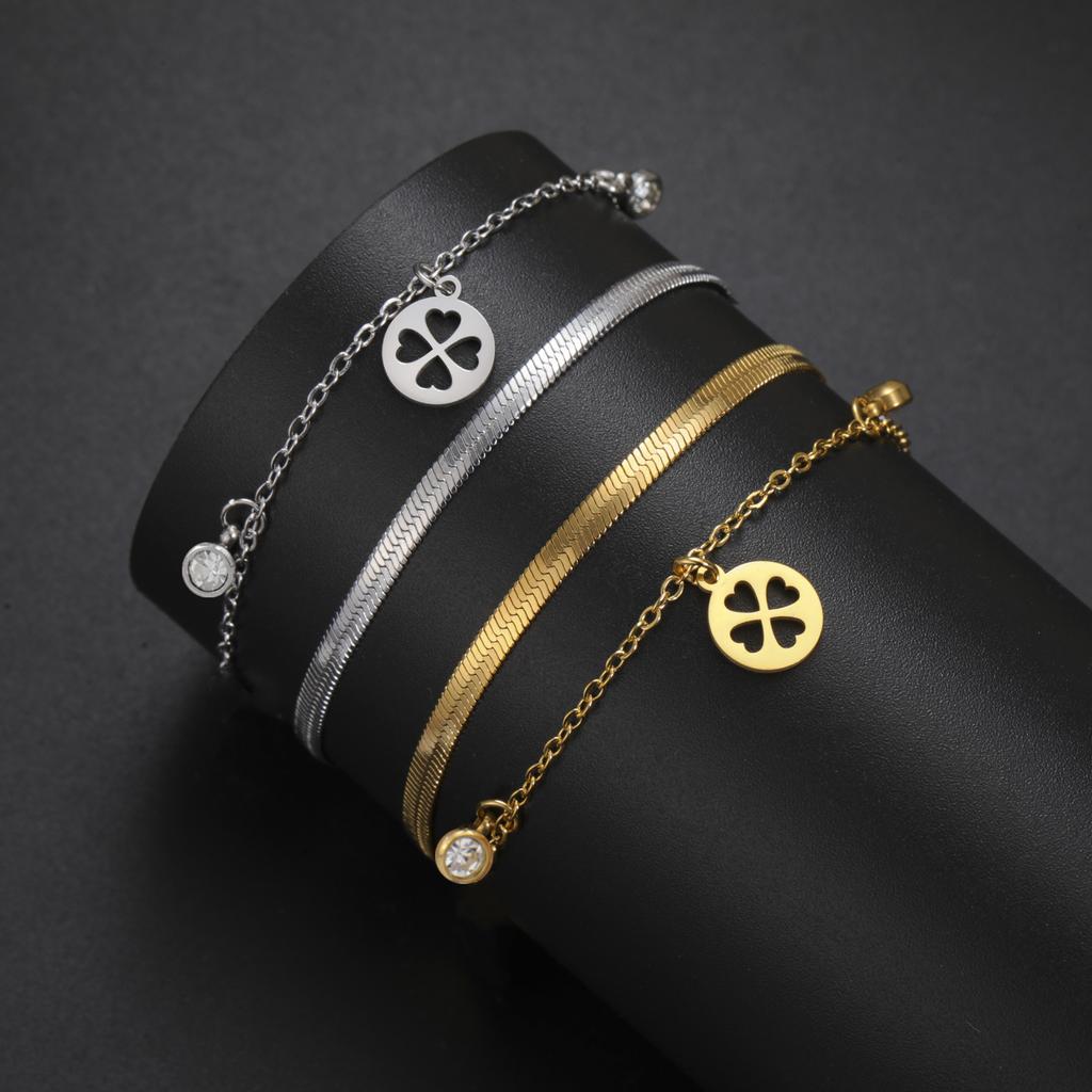 Cazador Daisy Flower Feather Star Cat Charm Bracelet Stainless Steel Gift Snake Chain Bracelets for Women's Mother's Day Gifts