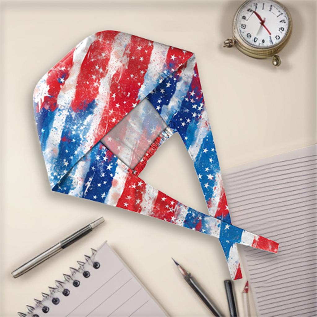 Патриотическая bandana с принтом сердца и американским флагом. Универсальный головной убор для активного отдыха и модный аксессуар