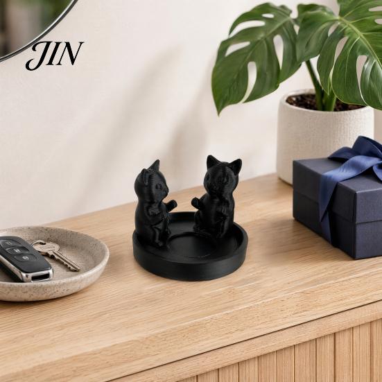 3D Printed Cat Ornament Candle Holder, Matte Sanding Aesthetic Desktop Decor, Integrated Showcase Display Smooth Curved Sculpture, Home Decoration for