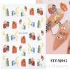 Lily Flower Geometric 3D Nail Stickers Maple Leaves Lines Nail Art Adhesive Sliders Red Berries Decals Decoration PPSTZ-SJ027
