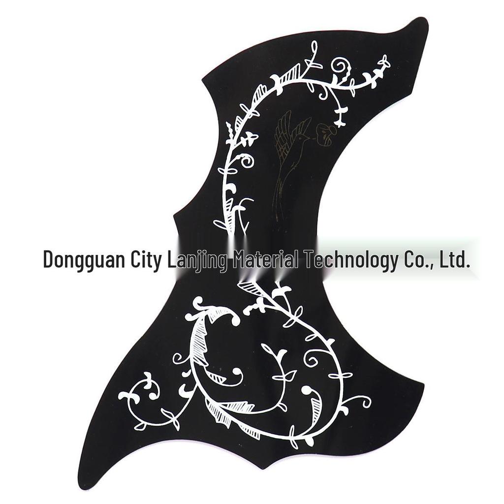 40-41 inch Left/Right Hand Floral & Bird Painted Wooden Guitar Pickguard with Scratch Protection & Adhesive Backing