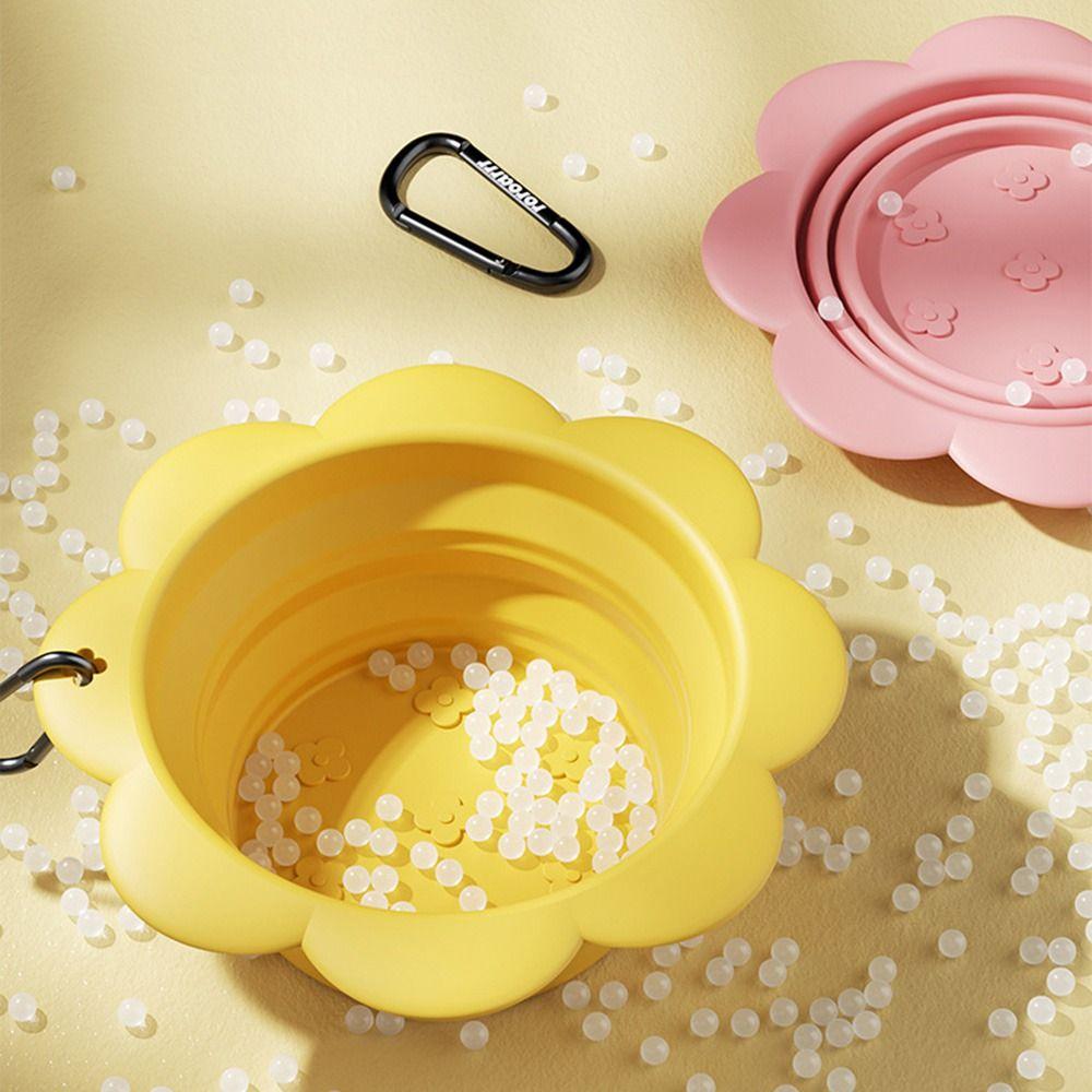 Складная миска для собак без BPA, форма цветка, портативная кормушка для путешествий с питомцем, легко моется, с карабином, складная силиконовая миска