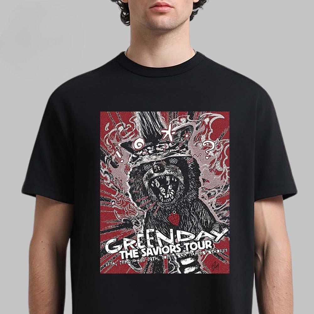 Новая футболка Green Day Riot Fest 2025 в Чикаго, Иллинойс, 21 сентября 2025 г. The Hot Dog Забавное искусство Двусторонняя футболка