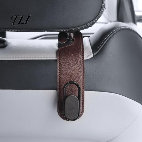 Hidden Car Purse Holders Universal Seat Hook Hanger, Faux Leather Back Storage Vehicle Hooks Foldable Interior Organizer for Hanging