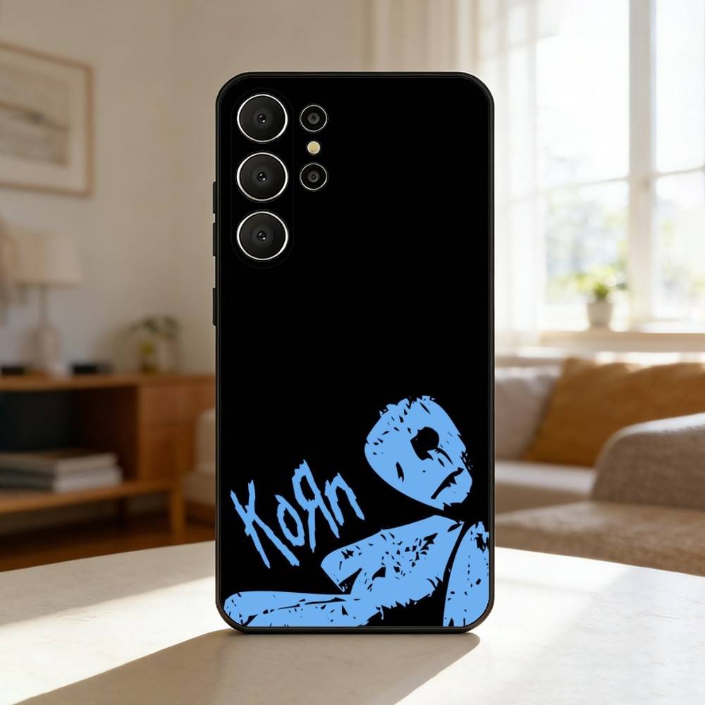 Band K-Korn Phone Case For Samsung S26,S25,24,23,22,30,21,10,9,Ultra,Plus,Lite,Black Soft Case