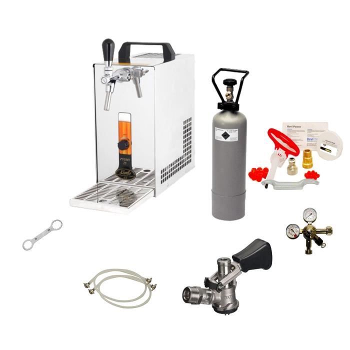 Kit Complet Système Distribution Bière PYGMY 25 Mono-Ligne Refroidisseur Sec 35 L/h Acier Inoxydable Kit Nettoyage Inclus