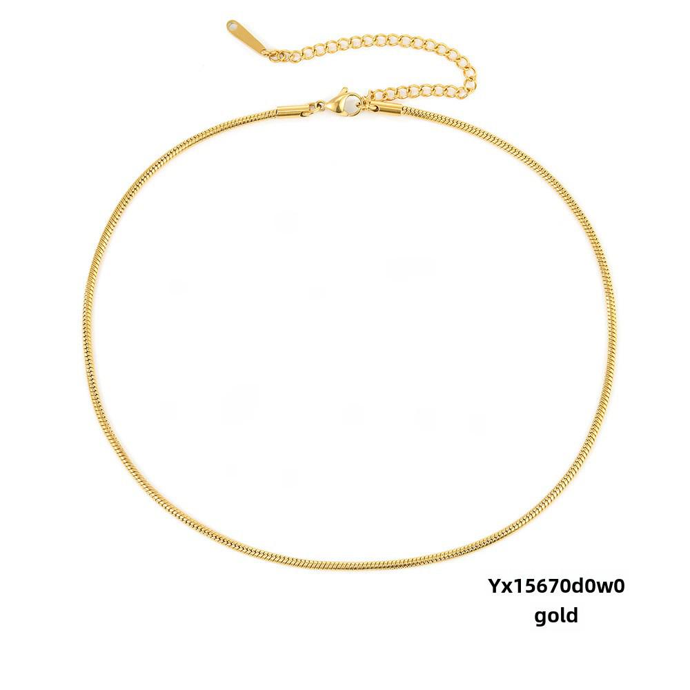 Ожерелье из круглой цепочки из титановой стали eManco — простой европейский/американский стиль для женщин и пар, длинная цепочка в виде змеиной кости, дизайн в виде ключицы.