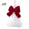 Window Display Hanging Charms Plush Santa Hat Christmas Tree Ornament with Bow Decor, Xmas Pendant Indoor Party Supplies Lanyard for Holiday
