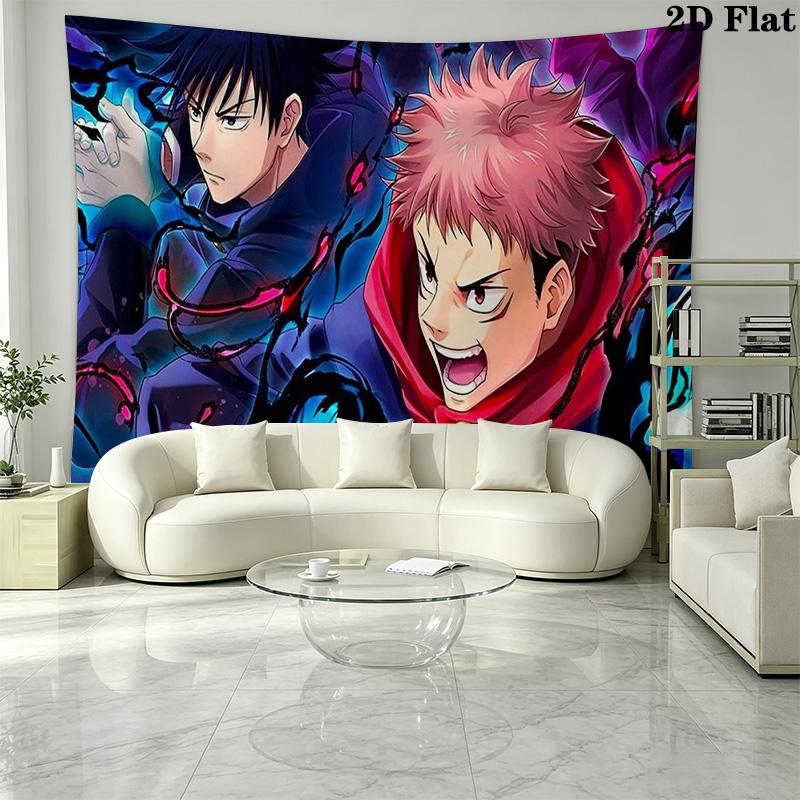 Anime Jujutsu Kaisen Wall Tapestry Aesthetic Wall Hanging Printed Fabric Blanket Decorative Tapestries for Bedroom Living Room Home Decor
