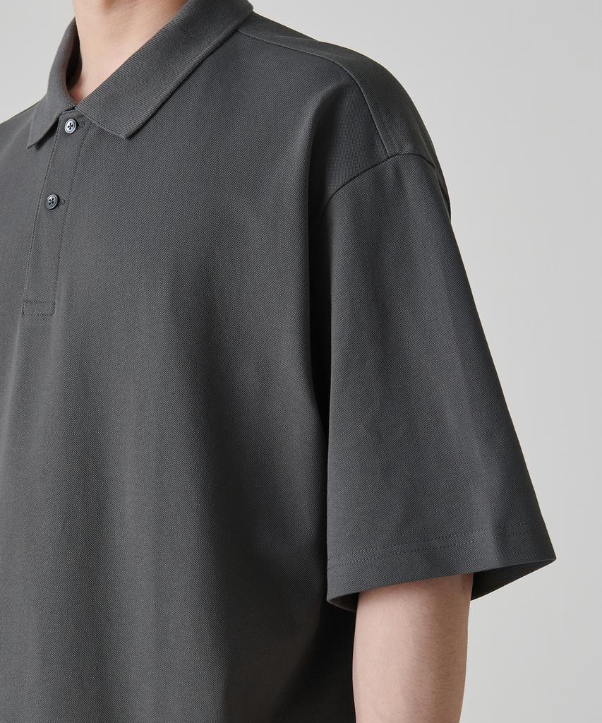 MUSINSA STANDARD [Cooltandard] Oversized Pique Polo Shirt [Gunmetal]