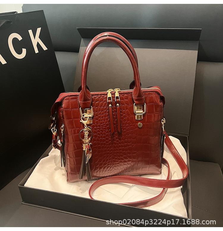 2025 новая модная сумка-тоут с текстурой под камень, большой вместимости, однотонная, портативная, на плечо, портативная, через плечо