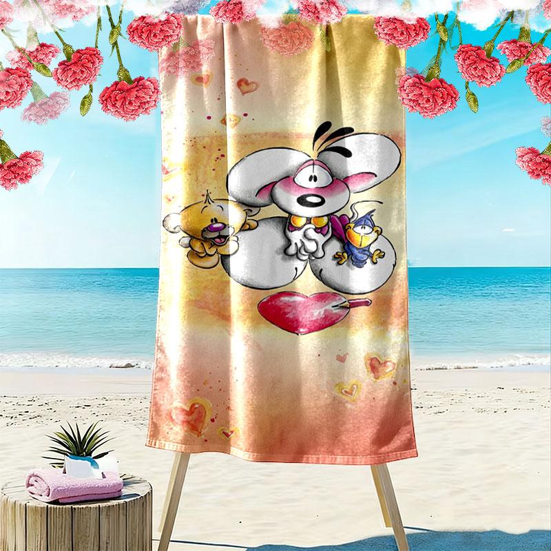 Diddl Print Beach Towel, Large Soft Quick Dry Towel for Beach Camping Swimming
