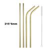 Reusable Metal Drinking Straws 304 Stainless Steel Sturdy Bent Straight Drinking Straw with Cleaning Brush Bar Party Accessory