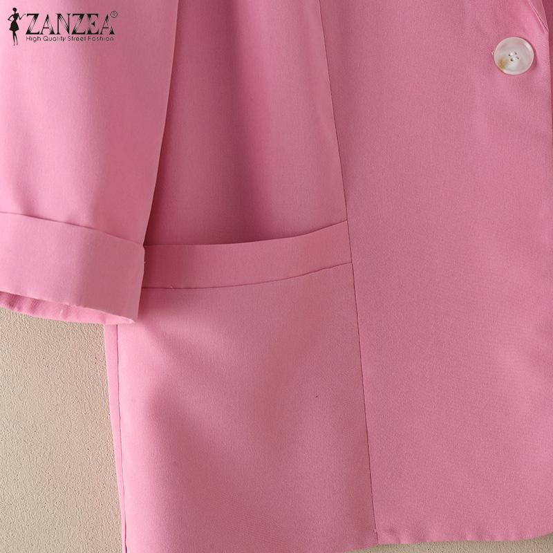 ZANZEA Женский тонкий кардиган с зазубренными лацканами и длинным рукавом