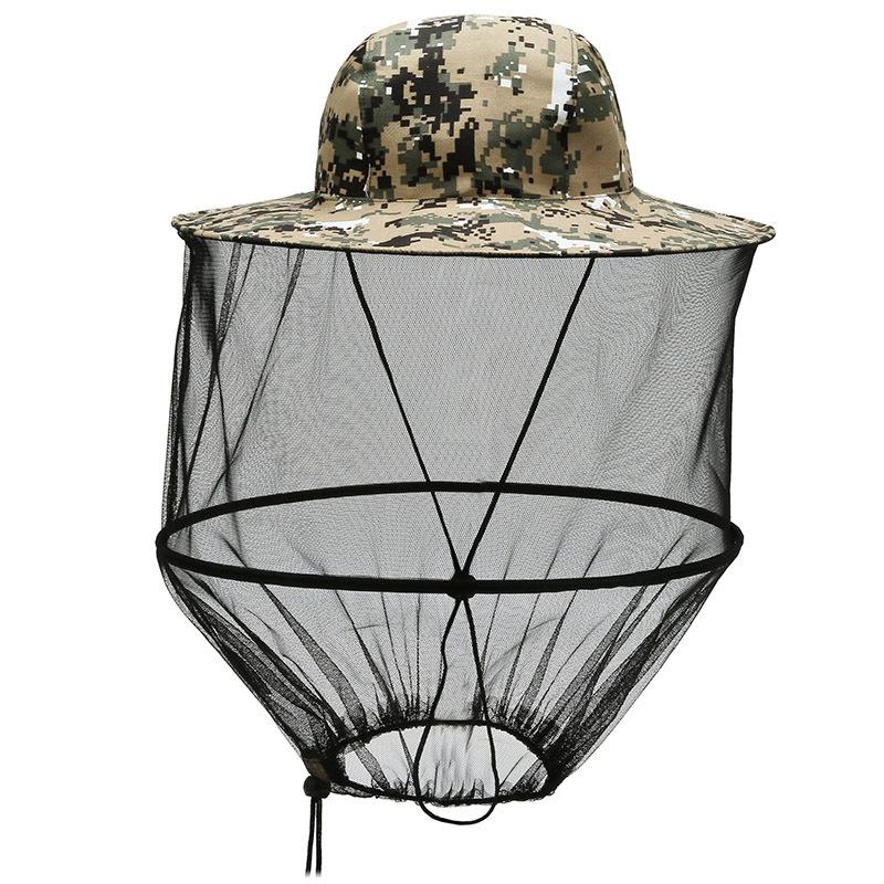 Men Visor Sun Hats Caps Summer Outdoor Breathable Camouflage Insect Anti-mosquito Mesh Accessories