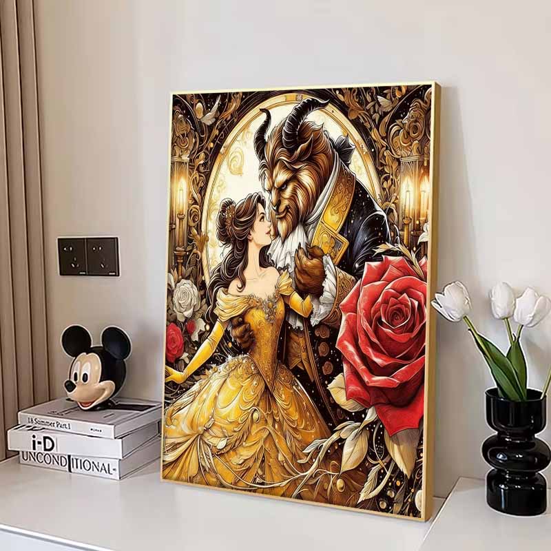 Disney 5D DIY Алмазная живопись, Красавица и Чудовище Арт Иллюстрация Полный круг Алмазная мозаика Мультфильм Вышивка крестом Арт Картина Домашний Декор