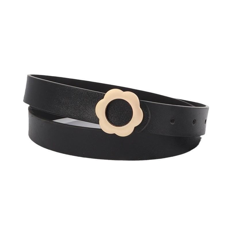 Womens Stylish Pu Leather Belt With Alloy Flat Buckle Suitable For Daily Outfits