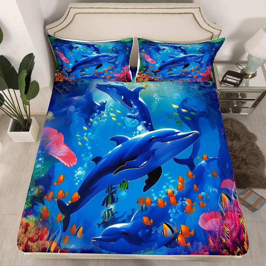 Halloween Pumpkin Ghost Bat Pattern Mattress Three-Piece Digital Printing Mattress Bedding Set