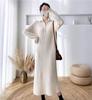Women's Temperament Knitted Sweater Medium and Long Fashion Pullover Sweater Loose Zipper Bottom Dress