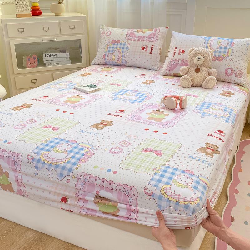 Постельная простыня на резинке из 100% хлопка класса А для мамы и малыша в свежем стиле - Наматрасник из стиранного хлопка Набор из трех предметов