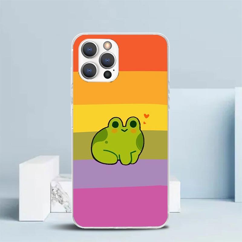 Коттеджкор Лягушка Гриб Кавайный Чехол для Телефона Для IPhone 16 17 Air 16E 15 14 Plus 13 Mini 12 11 Pro Max 7 8 + SE 2020 Мягкий ТПУ Задняя