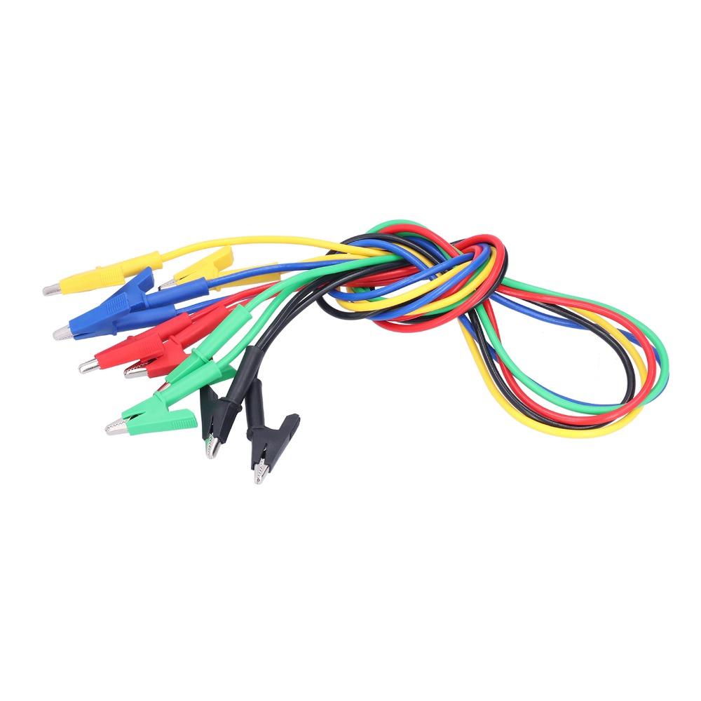 5PCS 1m Test Cable 5 Colors Jumper Wires Durable Alligator Clips Electrical Testing