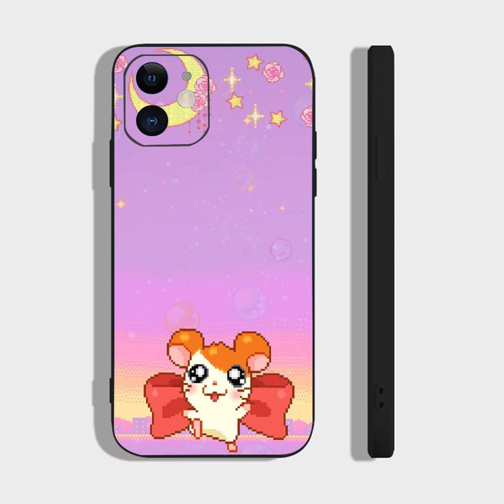 Мультяшный Аниме H-Хамтаро Чехол для Телефона Для IPhone 17 Air 16 15 14 13 Pro Max 11 12 Черный Силиконовый Чехол
