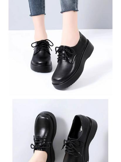 Женские кожаные лоферы Woodpecker с мягкой подошвой - Новинка 2025 года, повседневная обувь в британском стиле, черные, для осени