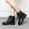 Женские ботильоны на плоской платформе, весенние ботинки, черные черные туфли на шнуровке среднего размера, модная обувь для вечеринок