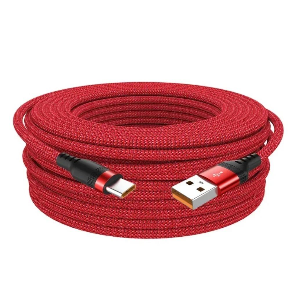 Плетеный USB TYPE C Кабель Красный/Черный USB C Зарядный Кабель Прочный Удлинитель Зарядного Кабеля Мобильное Устройство