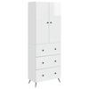 Cabinet Set 2 Pcs High Gloss White 66 X 34.5 X 90 Cm Particleboard