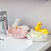 1PC Ceramic Soap Box Cute Duck Bathroom Soap Dish Holder Anti-water Rack Washing Table Decoration