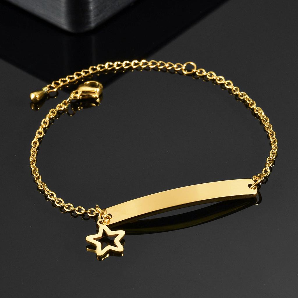 Atoztide Personalized Engrave Name Bracelet For Men Women Kids Stainless Steel Heart Adjustable Figaro Chain Family Jewelry Gift