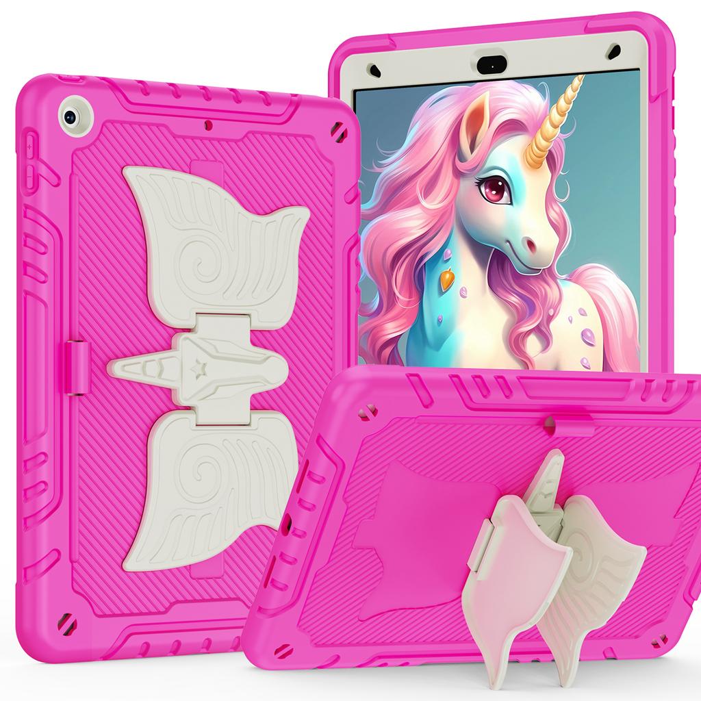 For iPad 10.2 (2021)/10.2 (2019)/10.2 (2020) Case Silicone+PC Drop-resistant Tablet Cover with Unicorn Kickstand