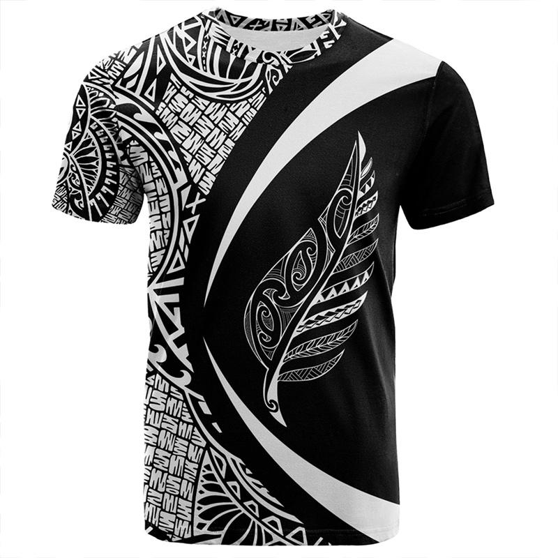 Summer Round Neck Polynesian Style Pattern 3D Print Top Fashionable Casual Short Sleeved Men's T-shirts