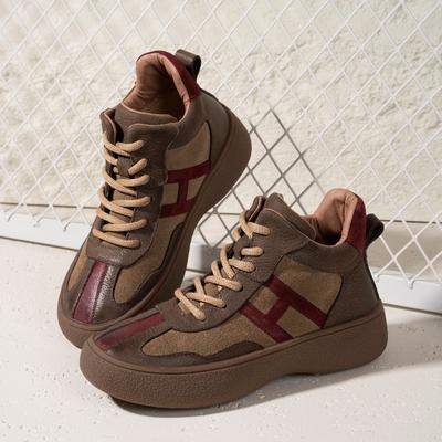 Кожаная повседневная обувь для женщин, новые кеды с высоким верхом, бархатные теплые полусапожки, немецкие тренировочные туфли для женщин