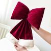 Christmas Bow Decoration Velvet Red Bow Knot Hanging Ornaments Xmas Tree Pendant
