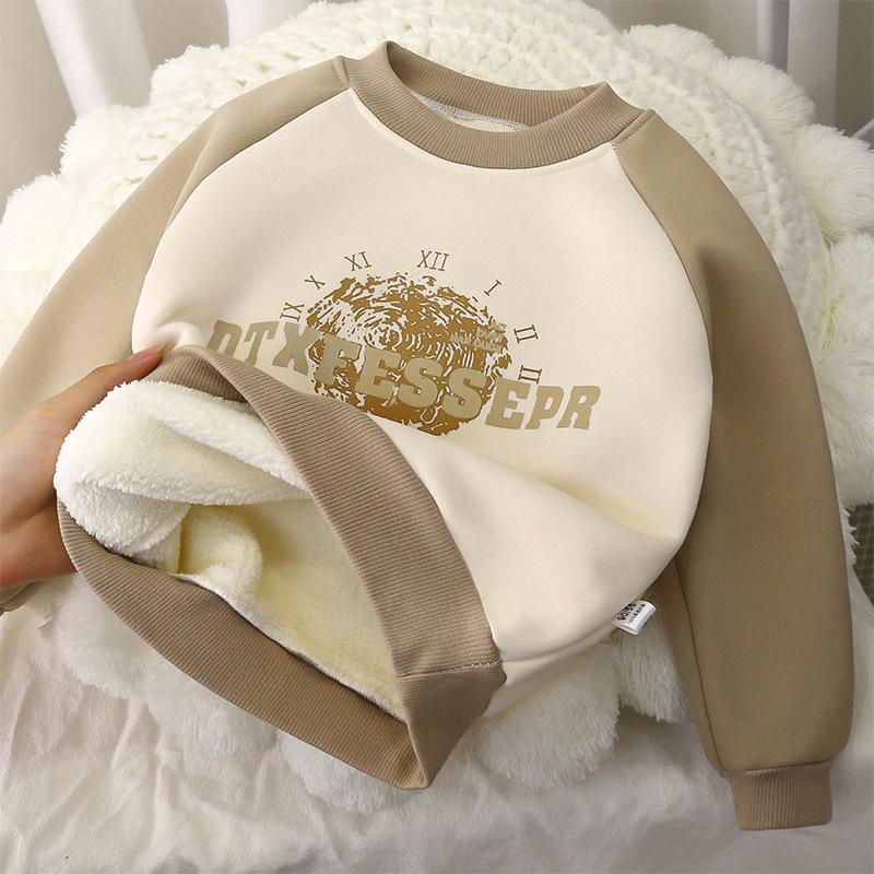 Childrens Hoodie with Fleece for Autumn and Winter, BoysThick Warm Jacket for Girls, Baby Clothes Kids Clothing